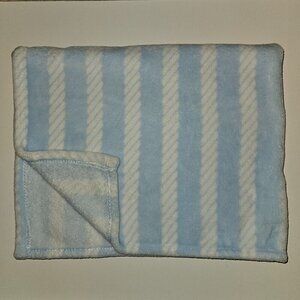 HB Hudson Baby Blue White Stripes Fleece Blanket Lovey 30" x 36" SOFT